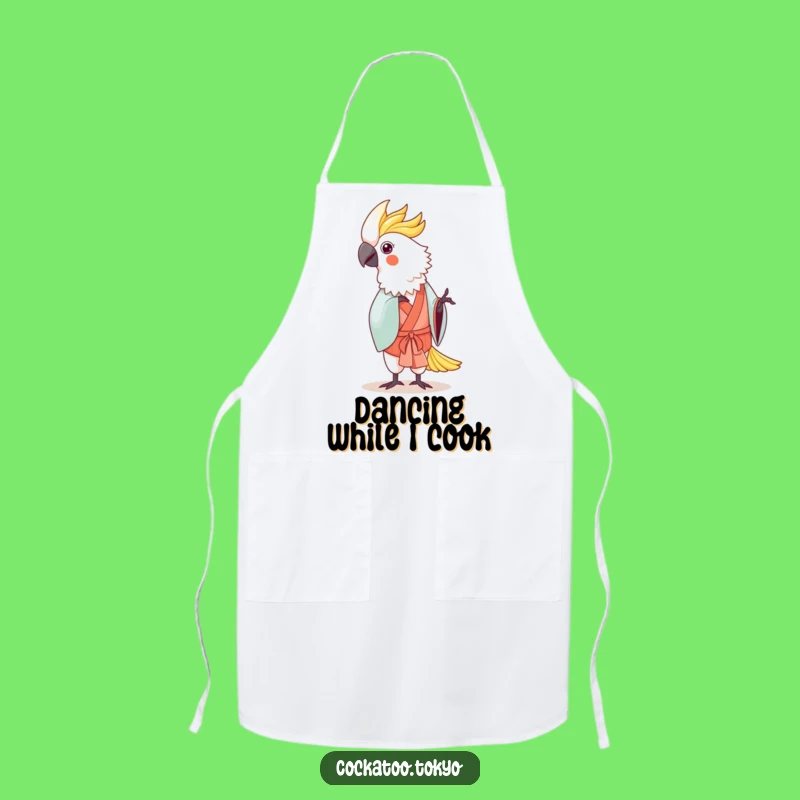 Funny Kawaii Cockatoo Dance Apron: Elegant Kitchen Performance