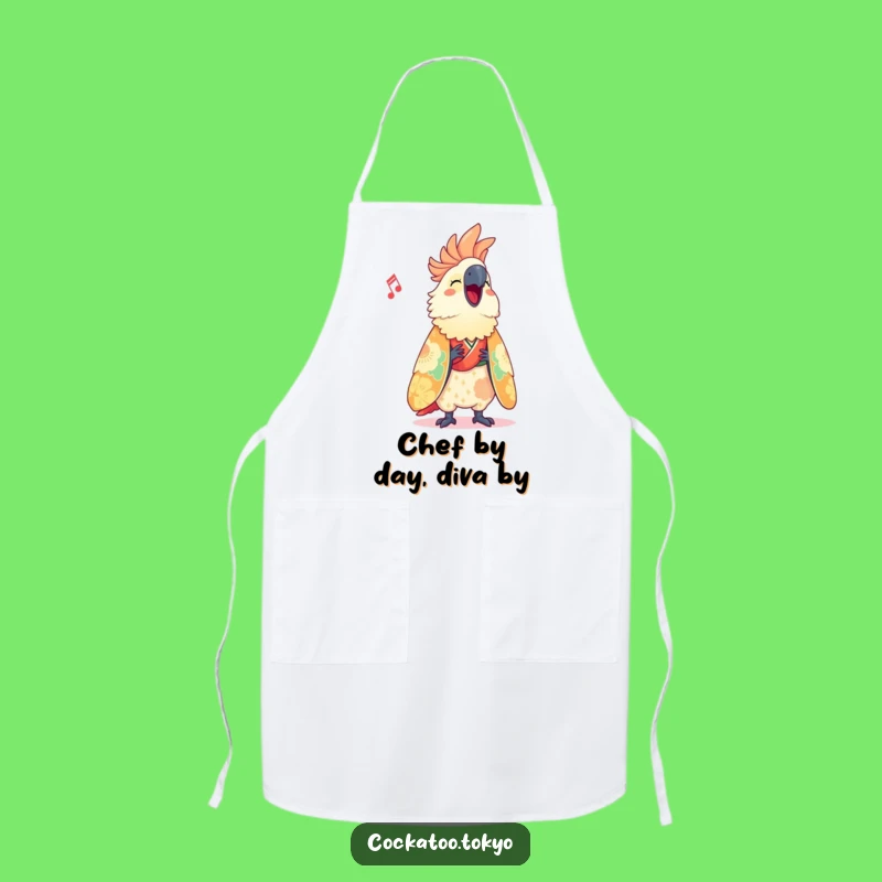 Funny Cockatoo Apron: Vibrant Kimono Singer, Hilarious Chef Bird, Perfect Funny Gift