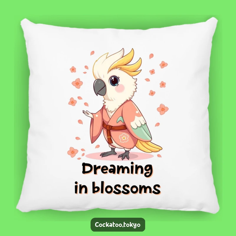Funny Charming Cockatoo Pillow: Flowing Kimono Comfort, Cozy & Whimsical Bird Accent, Perfect Funny Gift
