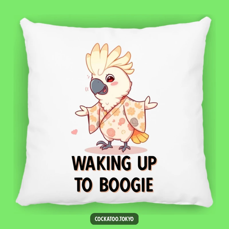 Funny Dancing Cockatoo Pillow: Patterned Kimono Comfort, Cozy & Playful Bird Accent, Perfect Funny Gift
