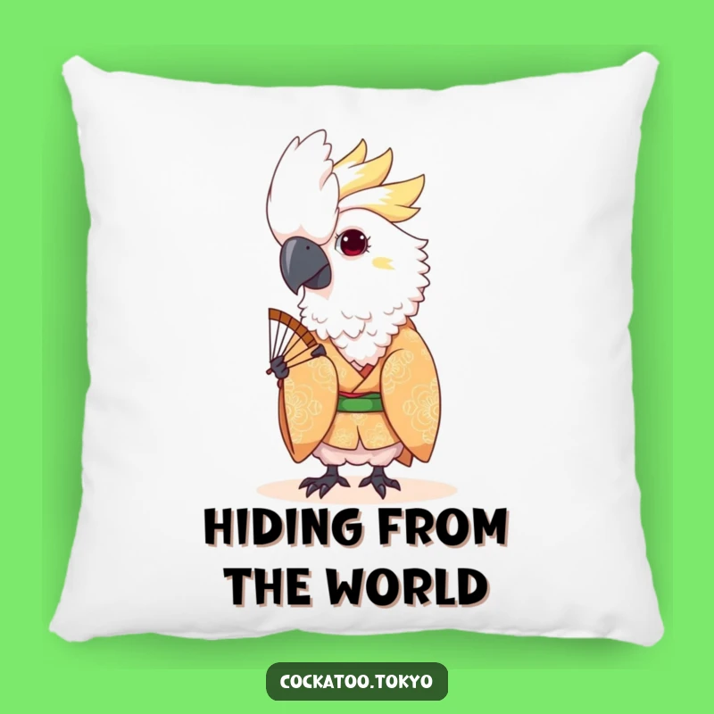 Funny Kawaii Cockatoo Fan Peek Pillow: Cozy & Playful Bird Decor