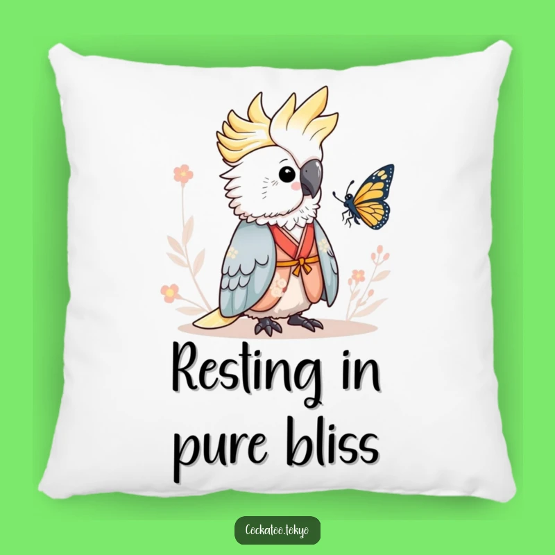 Funny Serene Cockatoo Pillow: Kimono Butterfly Comfort, Cozy & Peaceful Bird Accent, Perfect Funny Gift