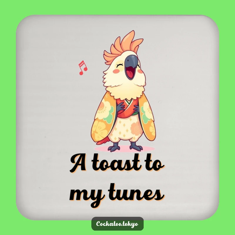 Funny Cockatoo Coaster: Vibrant Kimono Singer, Hilarious Bird Drink Protector, Perfect Funny Gift