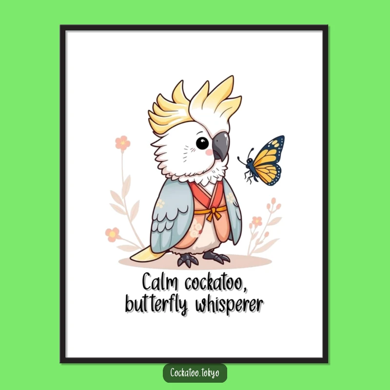 Free Printable Wall Art: Serene Cockatoo Kimono Nature Art