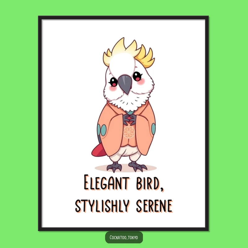 Free Printable Wall Art: Graceful Cockatoo Kimono Art
