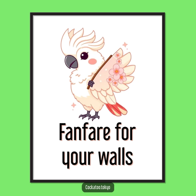 Funny Free Printable Wall Art: Twirling Cockatoo Fan - Whimsical Downloadable Decor!
