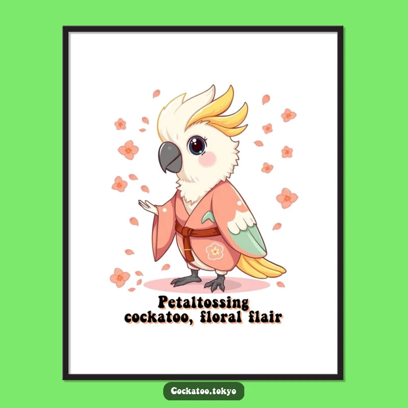 Free Printable Wall Art: Charming Cockatoo Kimono Petal Art