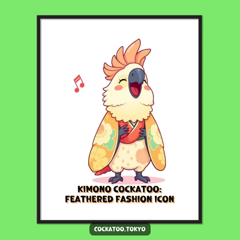 Free Printable Wall Art: Funny Singing Cockatoo Kimono Decor