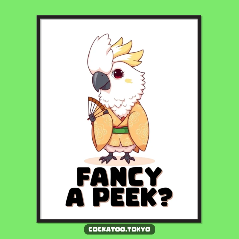 Funny Free Printable Wall Art: Peek-a-Boo Cockatoo - Playful Downloadable Decor!