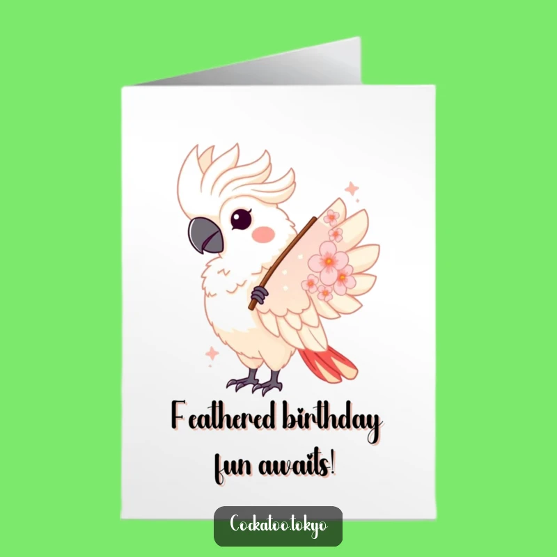 Funny Free Printable Birthday Card: Twirling Cockatoo Fan - Hilarious Downloadable Gift!