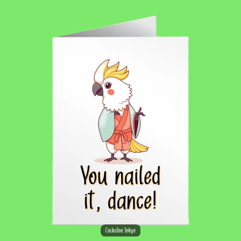 Free Printable Congrats Card: Dancing Cockatoo - Funny Celebration Downloadable!