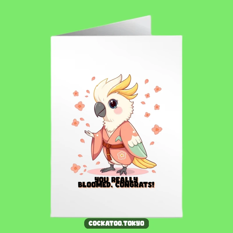 Free Printable Congrats Card: Cockatoo Kimono Petal Shower