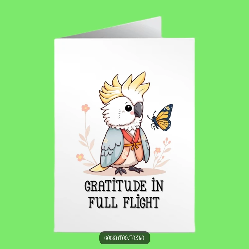 Free Printable Thank You Card: Serene Cockatoo Kimono Thanks