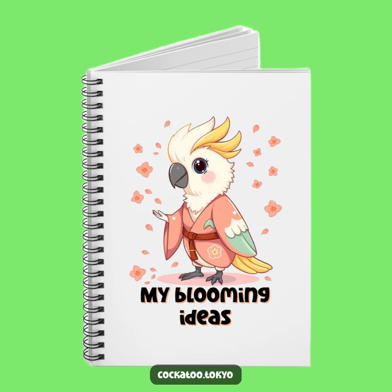 Funny Charming Cockatoo Notebook: Flowing Kimono Style, Whimsical Bird Journal, Perfect Funny Gift