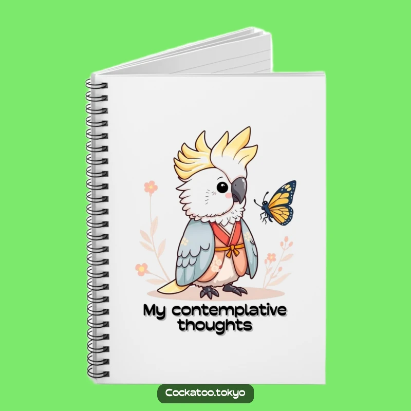 Funny Serene Cockatoo Notebook: Kimono Butterfly Calm, Peaceful Bird Journal, Perfect Funny Gift