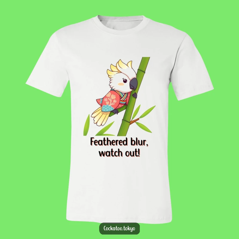 Funny Kawaii Cockatoo Bamboo Slide T-Shirt: Unique & Hilarious Bird Fan Apparel