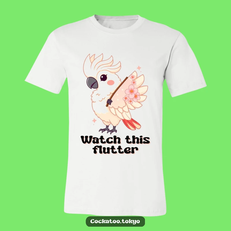 Funny Kawaii Cockatoo Fan Twirl T-Shirt: Chic & Hilarious Bird Apparel