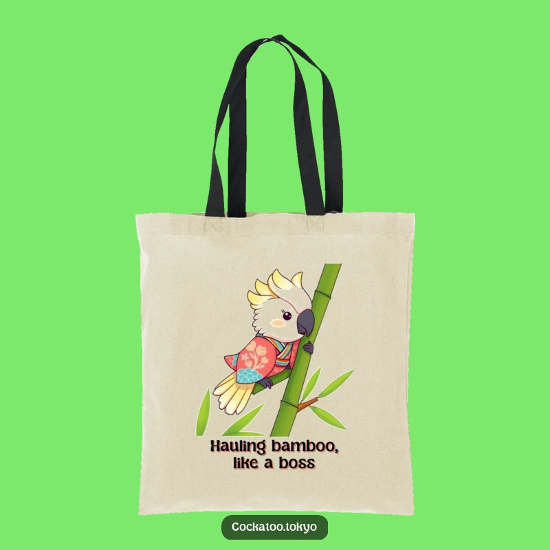 Funny Kawaii Cockatoo Bamboo Slide Tote Bag: Chic & Hilarious Bird Accessory